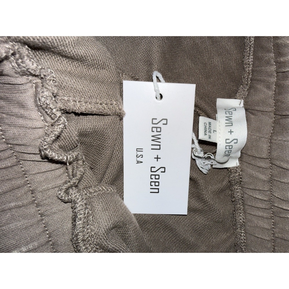 NWT Sewn + Seen Women's L Taupe Pull-On Barrel Leg Pants - Picture 2 of 8